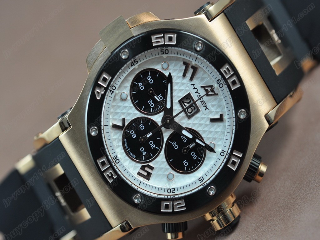 海塞克【男性用】 Big Date Chrono RG/RU White Asian 7750 自動機芯搭載． 振頻每小時 28,800 次0