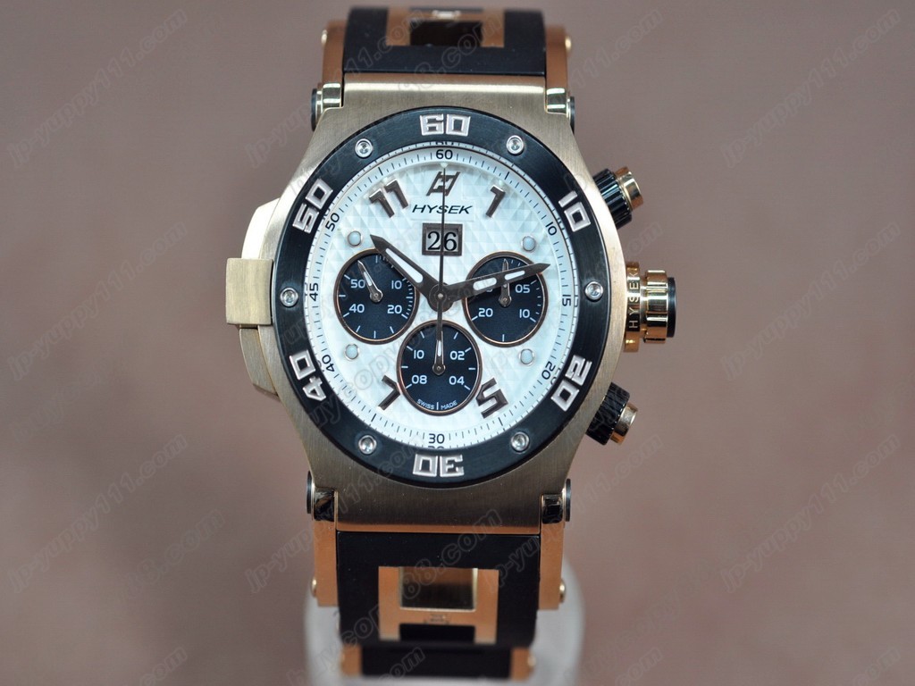 海塞克【男性用】 Big Date Chrono RG/RU White Asian 7750 自動機芯搭載． 振頻每小時 28,800 次1