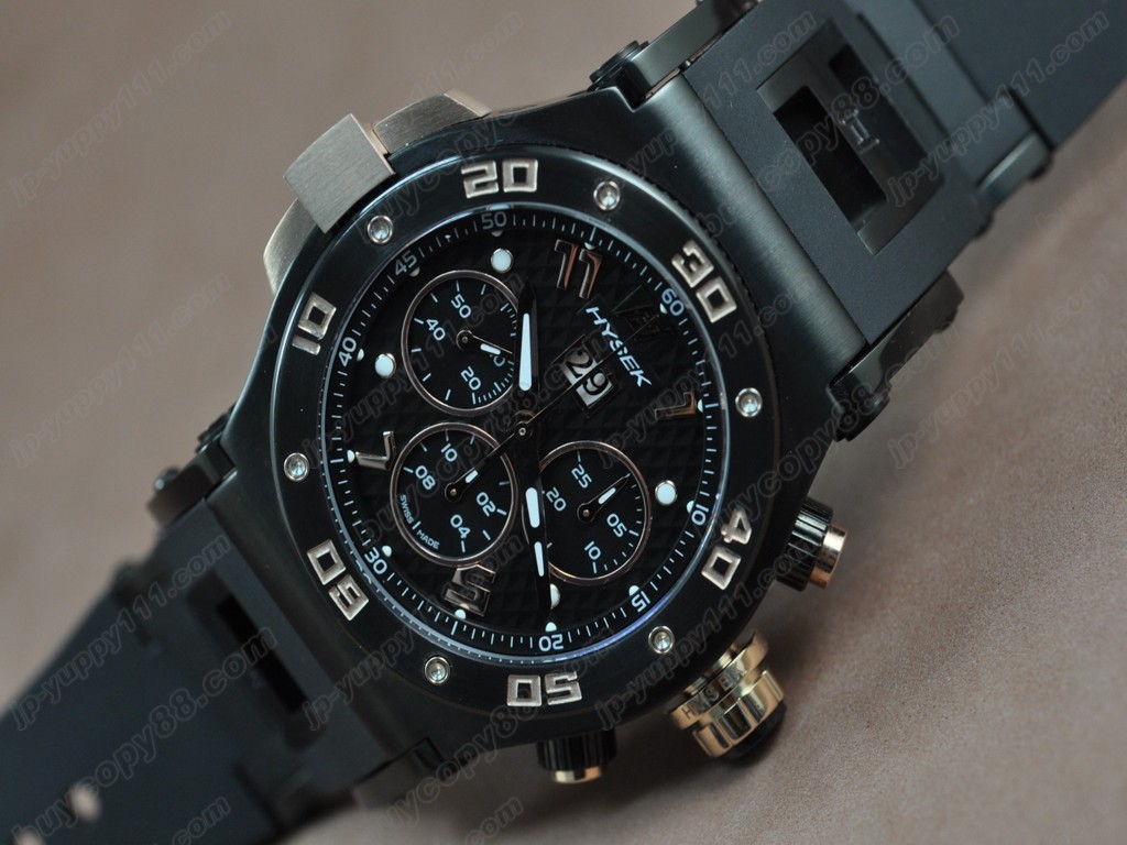 海塞克【男性用】 Big Date Chrono PVD/RU Black Asian 7750 自動機芯搭載． 振頻每小時 28,800 次3