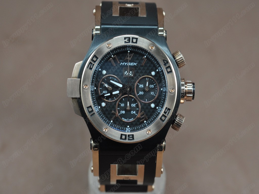 海塞克【男性用】Big Date Chrono PVD/RG/RU Black Asian 7750 自動機芯搭載． 振頻每小時 28,800 次0