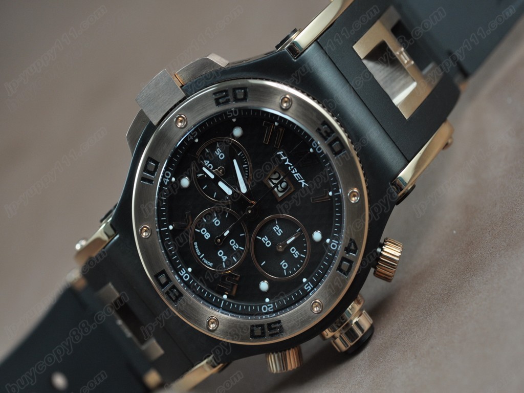 海塞克【男性用】Big Date Chrono PVD/RG/RU Black Asian 7750 自動機芯搭載． 振頻每小時 28,800 次3