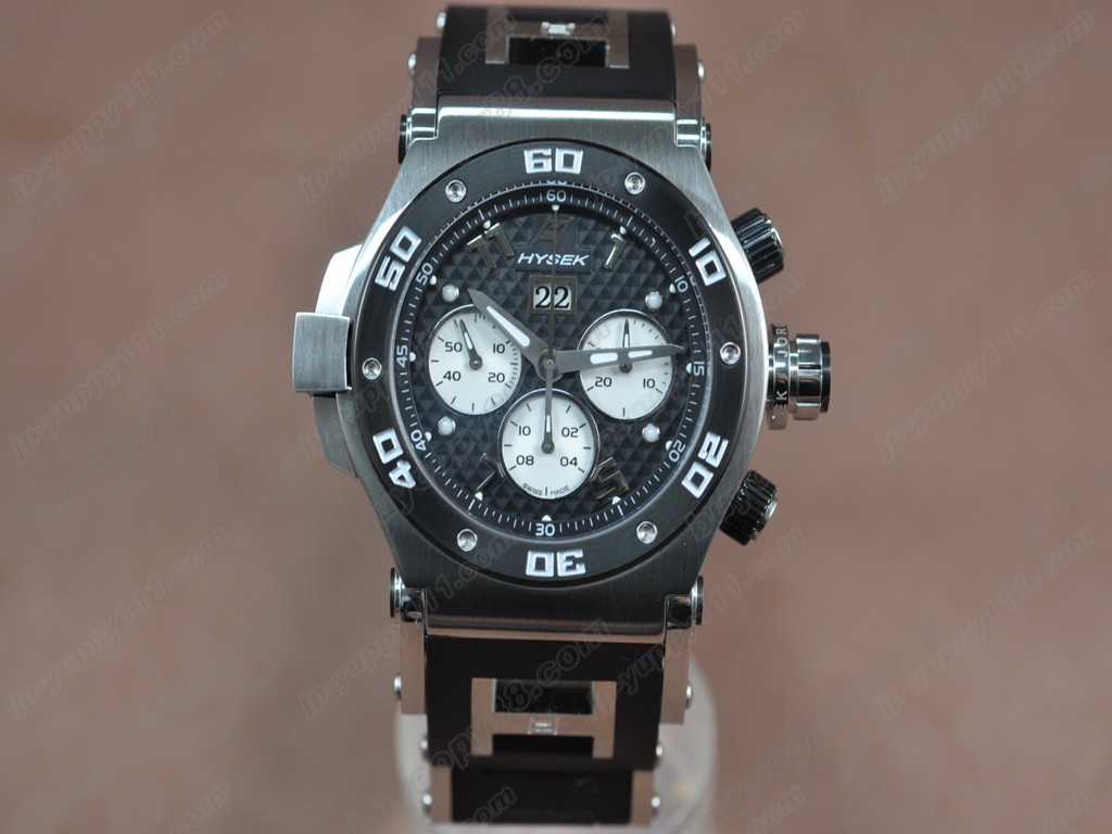 海塞克【男性用】 Big Date Chrono SS/PVD/RU Black Asian 7750 自動機芯搭載． 振頻每小時 28,800 次12