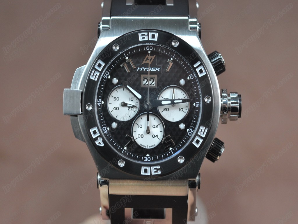 海塞克【男性用】 Big Date Chrono SS/PVD/RU Black Asian 7750 自動機芯搭載． 振頻每小時 28,800 次11