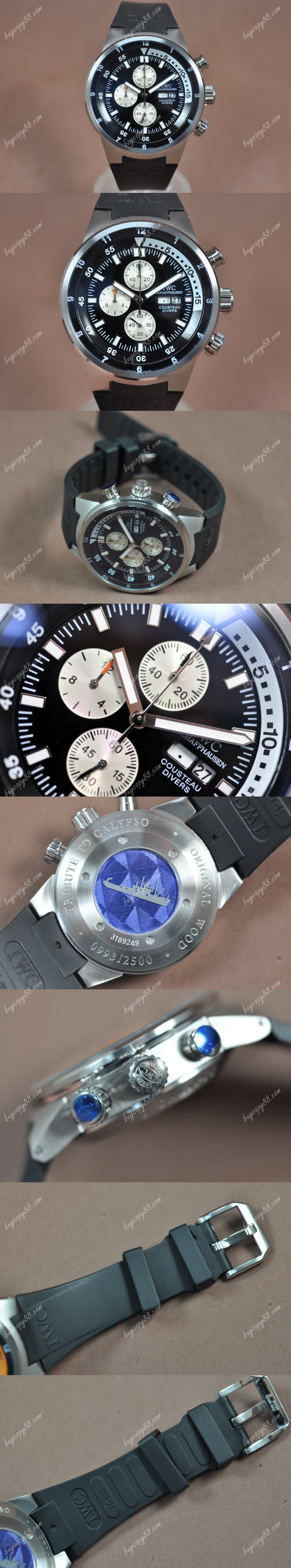  Iwc Cousteau Divers SS/RU Black Dial Jap OS11石英錶0