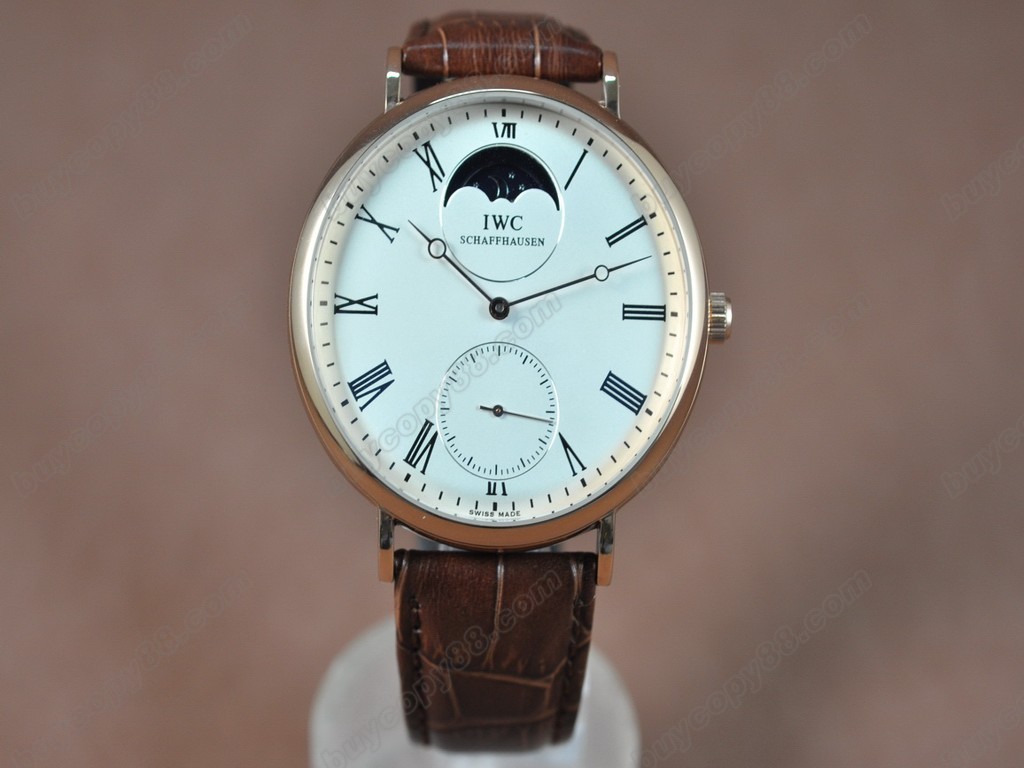 IWC【男性用】 Portofino Handwind RG/LE White Asia 6498 手上鏈搭載3