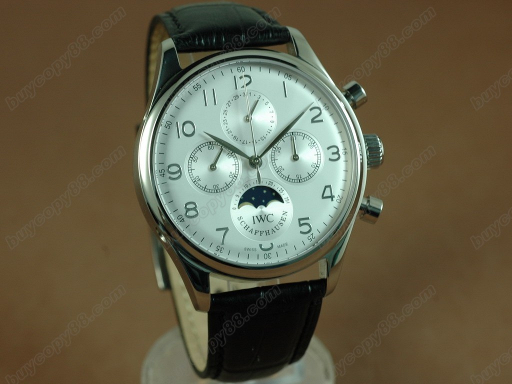 IWC【男性用】 Portugese Chronos/M-phase/Calender SS White Manual 手上鏈搭載9