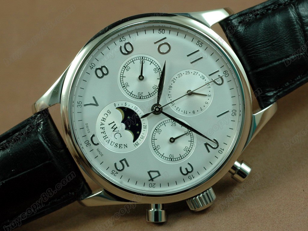 IWC【男性用】 Portugese Chronos/M-phase/Calender SS White Manual 手上鏈搭載4