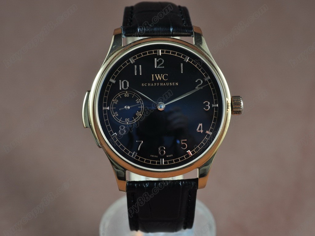 IWC【男性用】Portugese Handwind RG/LE Black Asia 6498手上鏈搭載3