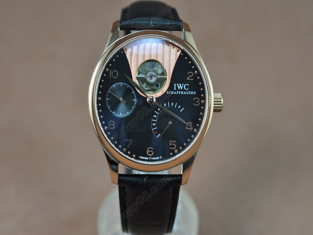 IWC【男性用】Portuguese Power Reserve RG/LE Black Asian 自動機芯搭載7