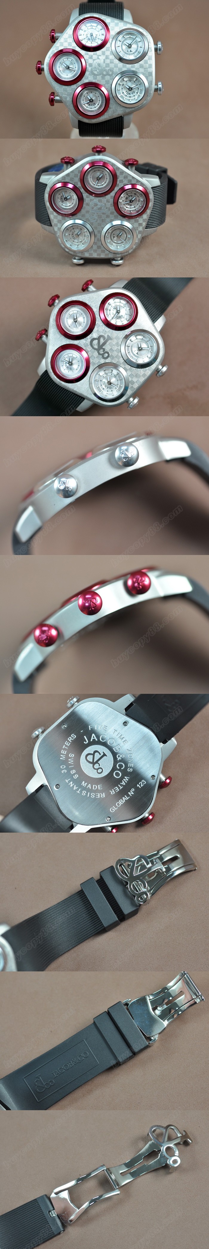 Jacob & Co Five Time Zones SS/RU Jap 石英機芯搭載0