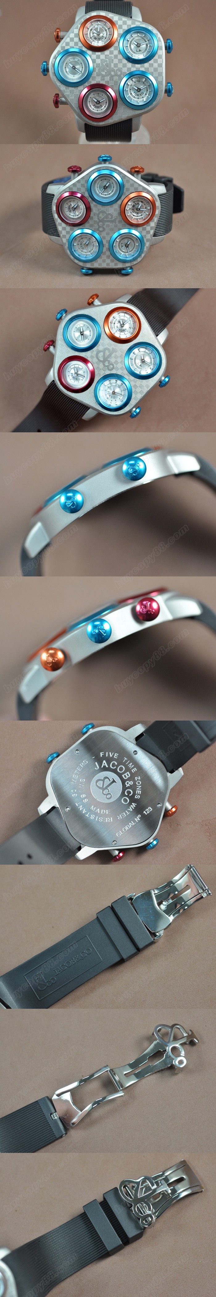 Jacob & Co Five Time Zones SS/RU Jap 石英機芯搭載0