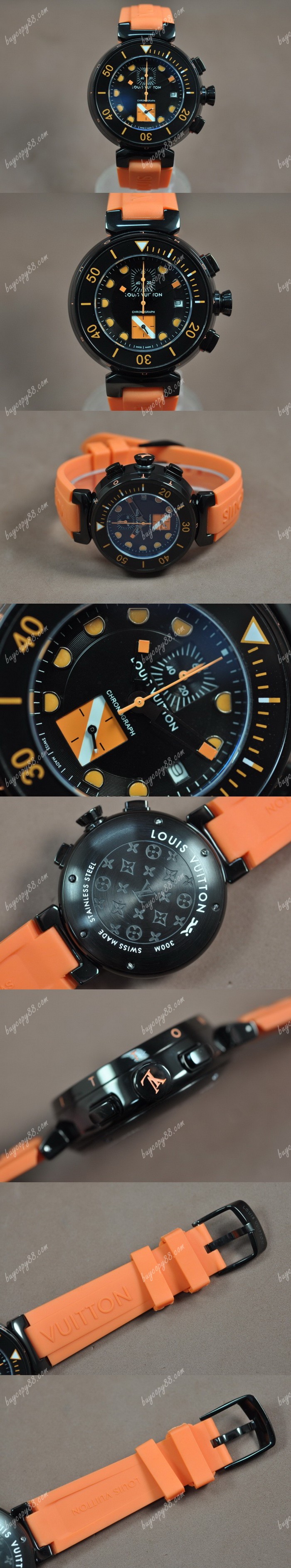  路易威登Louis Vuitton Tambour Diving Ⅱ PVD/RU Black Dial Jap OS10石英機芯0