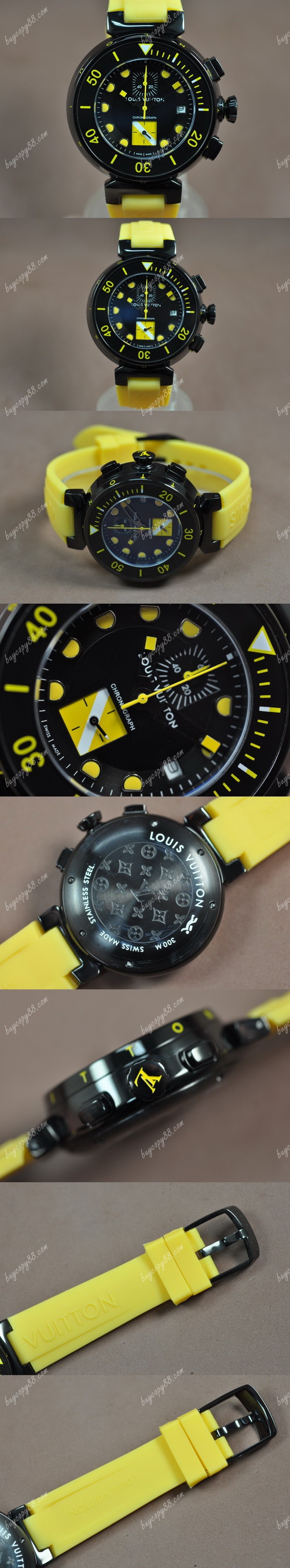  路易威登Louis Vuitton Tambour Diving Ⅱ PVD/RU Black Dial Jap OS10石英機芯0