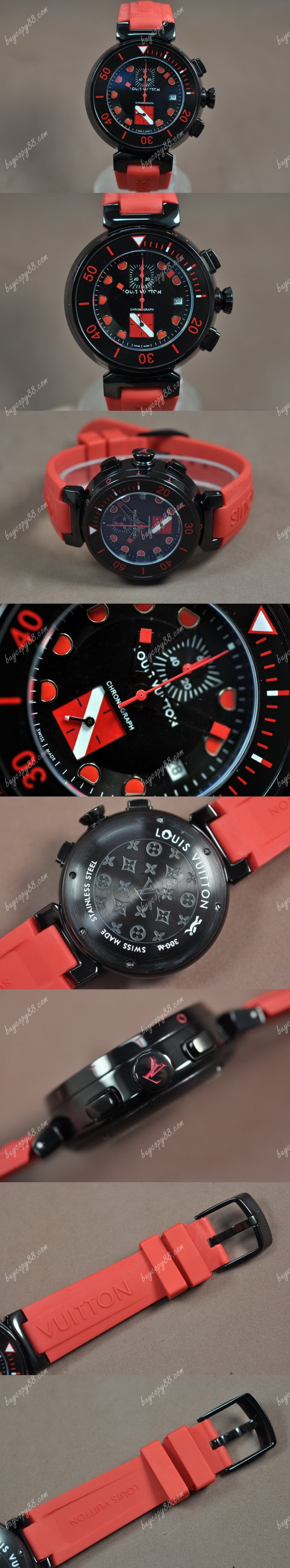  路易威登Louis Vuitton Tambour Diving Ⅱ PVD/RU Black Dial Jap OS10石英機芯0