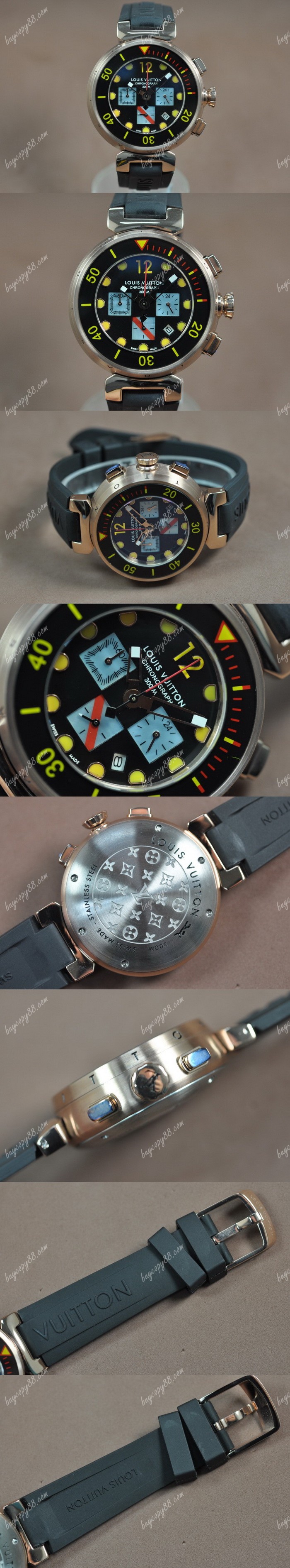 路易威登Louis Vuitton Tambour Diving Ⅱ 玫瑰金/RU Black Dial Jap OS20石英機芯0