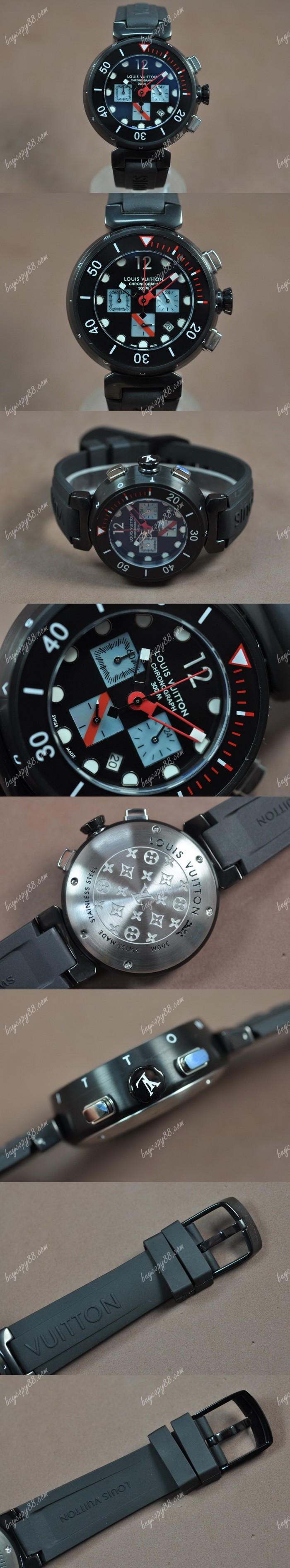  路易威登Louis Vuitton Tambour Diving Ⅱ PVD/RU Black Dial Jap OS20石英機芯0