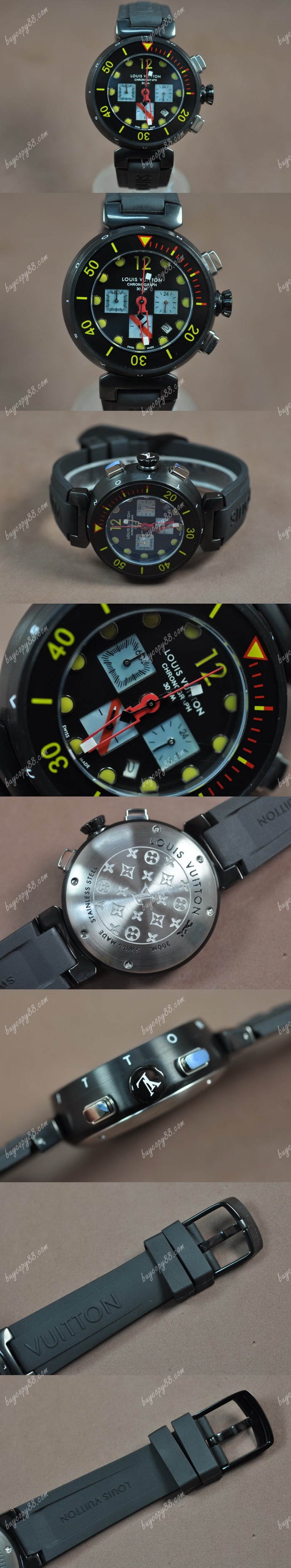  路易威登Louis Vuitton Tambour Diving Ⅱ PVD/RU Black Dial Jap OS20石英機芯0