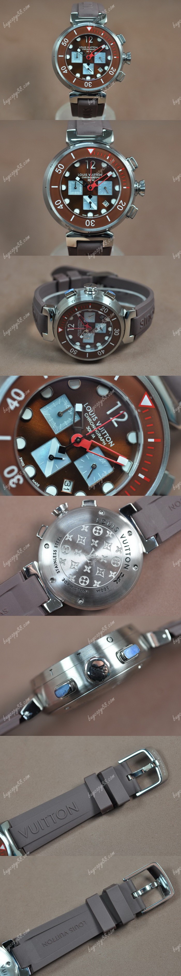  路易威登Louis Vuitton Tambour Diving Ⅱ SS/RU Brown Dial Jap OS20石英機芯0