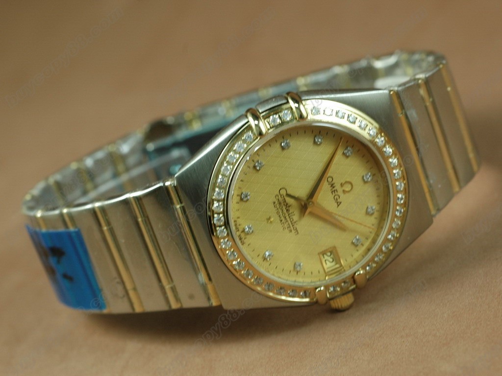 歐米茄 【男性用】18K Wrapped TT Men Diam Bezel Gold Diamond Eta 2836自動機芯搭載3