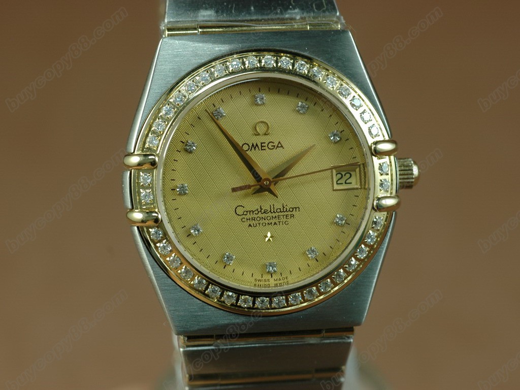 歐米茄 【男性用】18K Wrapped TT Men Diam Bezel Gold Diamond Eta 2836自動機芯搭載0