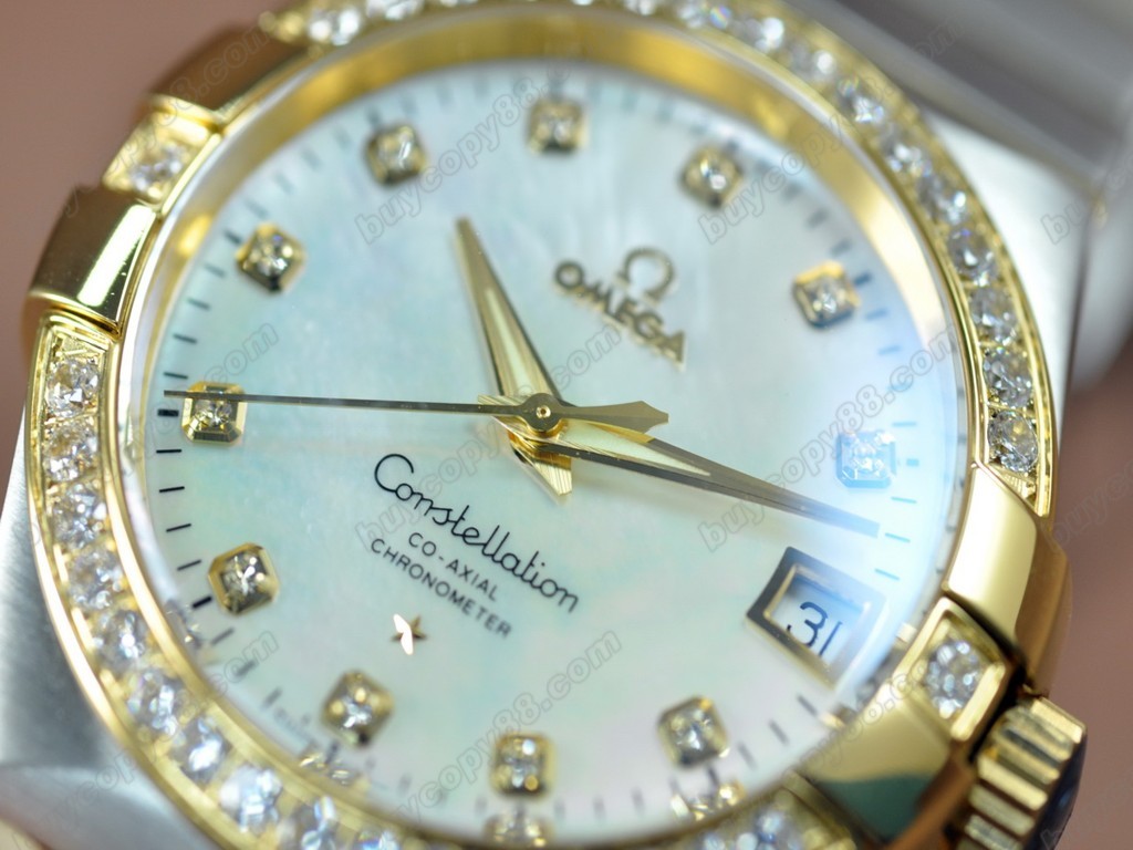  歐米茄 【男性用】Constellation 38mm 18K Wrapped TT Pearl white dial Swiss SW200-1 自動機芯搭載　6