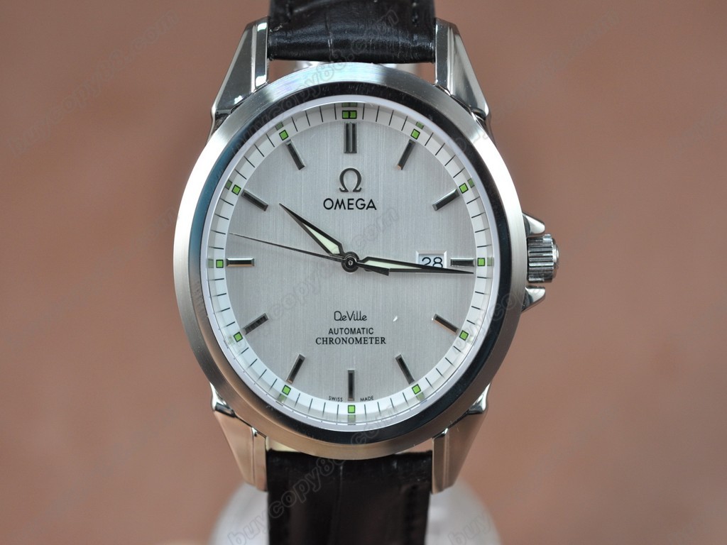 歐米茄 【男性用】Deville SS White Dial Leather Strap Swiss Eta 2834-2 自動機芯搭載8