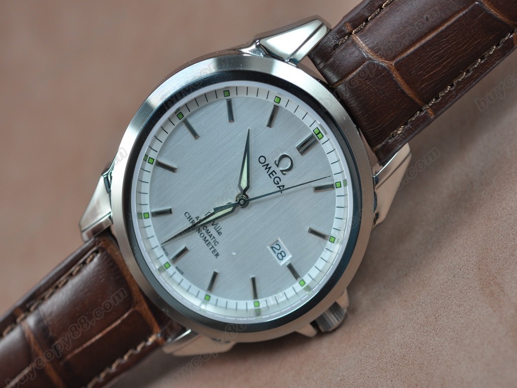 歐米茄 【男性用】Deville SS White Dial Leather Strap Swiss Eta 2834-2自動機芯搭載 Auto2