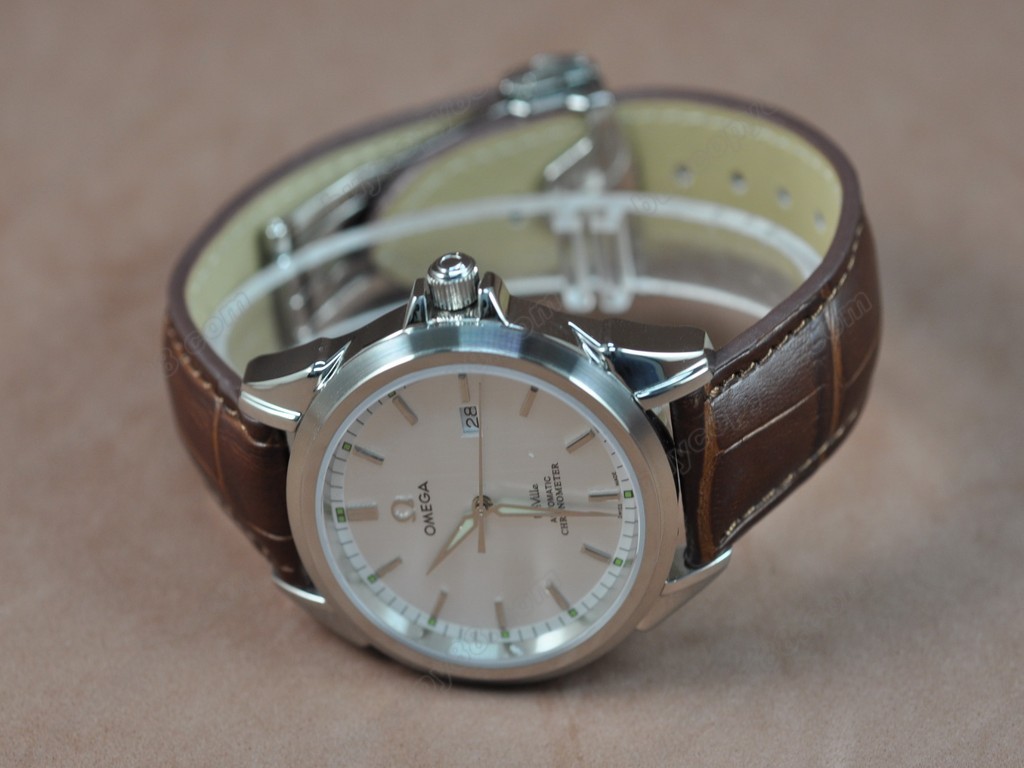 歐米茄 【男性用】Deville SS White Dial Leather Strap Swiss Eta 2834-2自動機芯搭載 Auto1