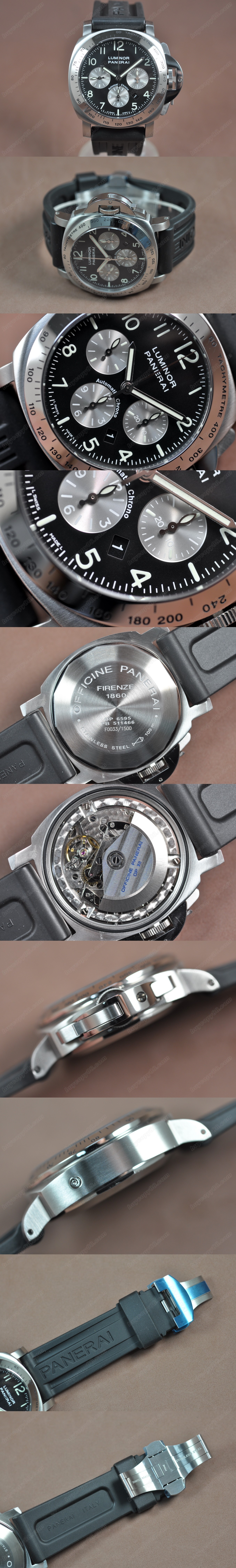 沛納海Panerai Dayligth SS/RU Black Dial Asian 7753 Chrono 自動機芯搭載0