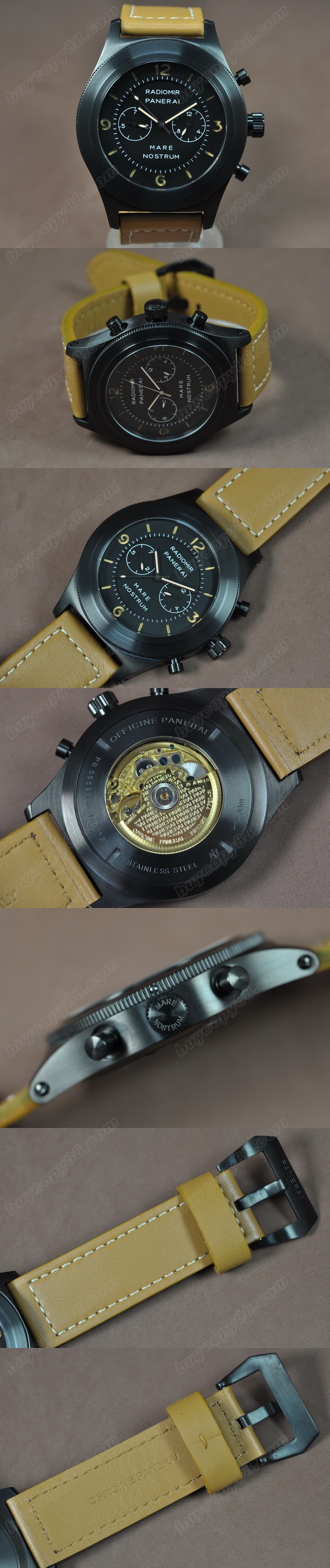 沛納海 Watches Radiomir 52mm PVD/LE 黑 文字盤 亞洲 自動機芯 搭 載 0