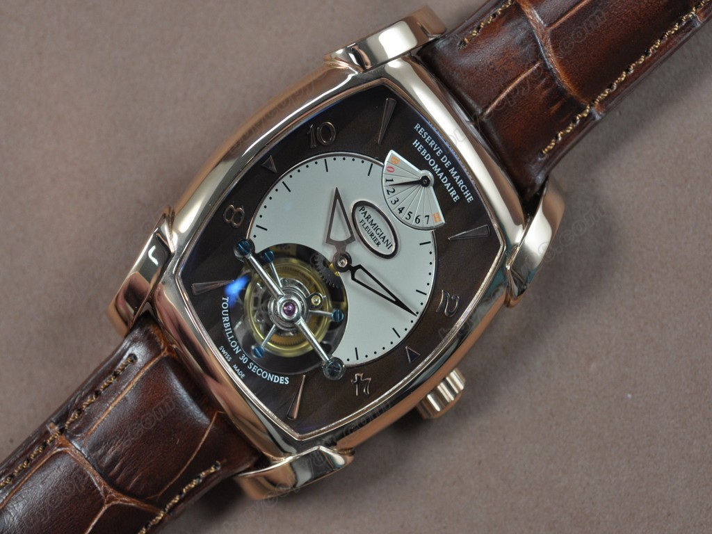 帕瑪強尼【男性用】 Kalpagraph Power Reserve RG/LE Brown/White  Flying Tourbillon 手上鏈搭載2