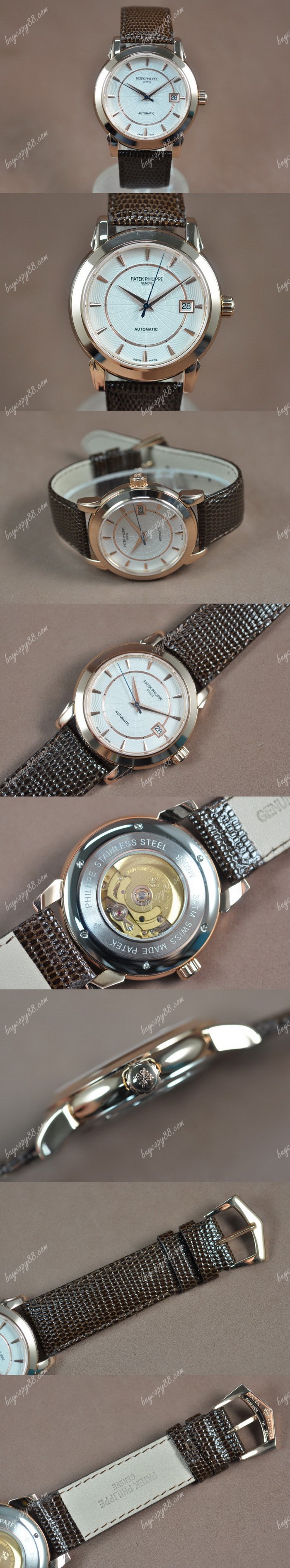 百達翡麗Patek Philippe Calastrava 玫瑰金/LE White dial Swiss 2824-2自動機芯搭載0