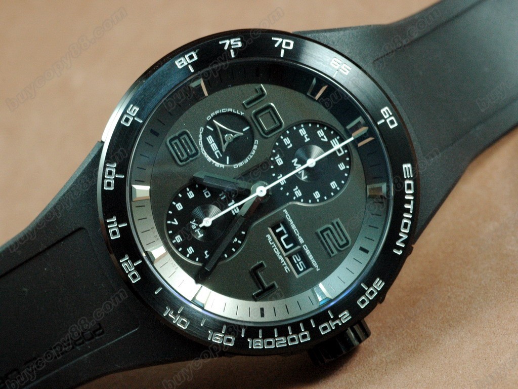 保時捷【男性用】  Flat 6 Limited Chrono SS/RU Black Asia 7750 自動機芯搭載0