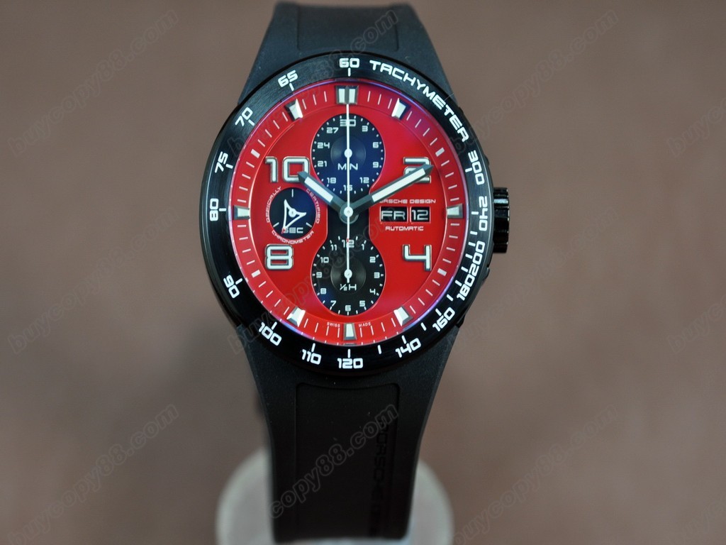 保時捷【男性用】 2009 Ed Flat 6 Chrono PVD/RU Red A-7750自動機芯搭載0