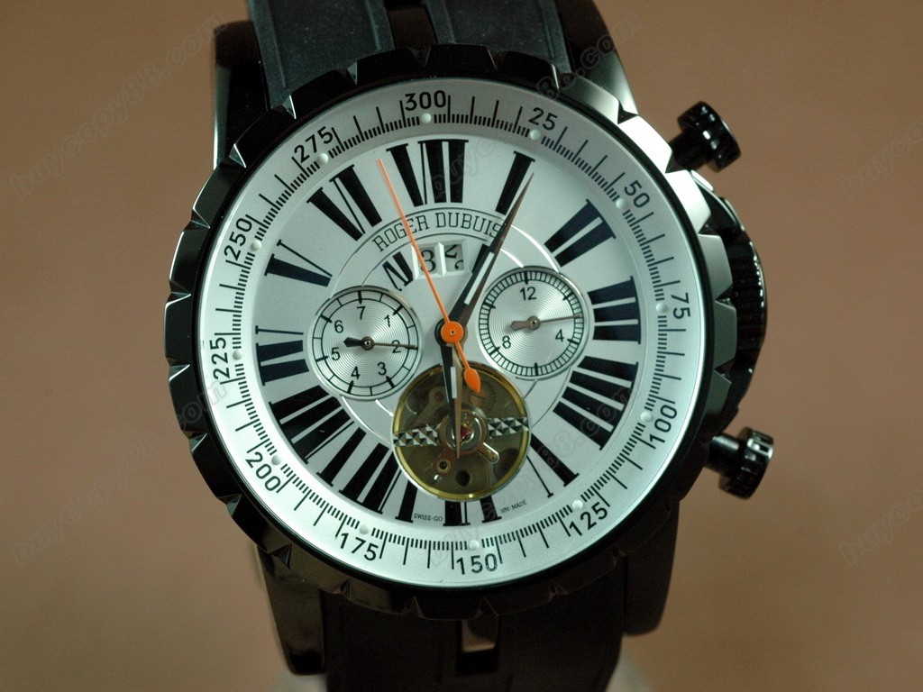 豪爵錶【男性用】Excalibur Chrono PVD/RU White Jap 自動機芯搭載0