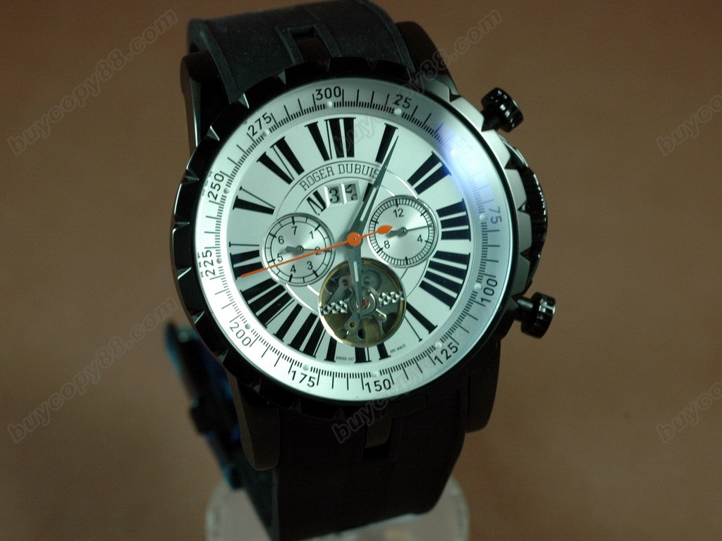 豪爵錶【男性用】Excalibur Chrono PVD/RU White Jap 自動機芯搭載6