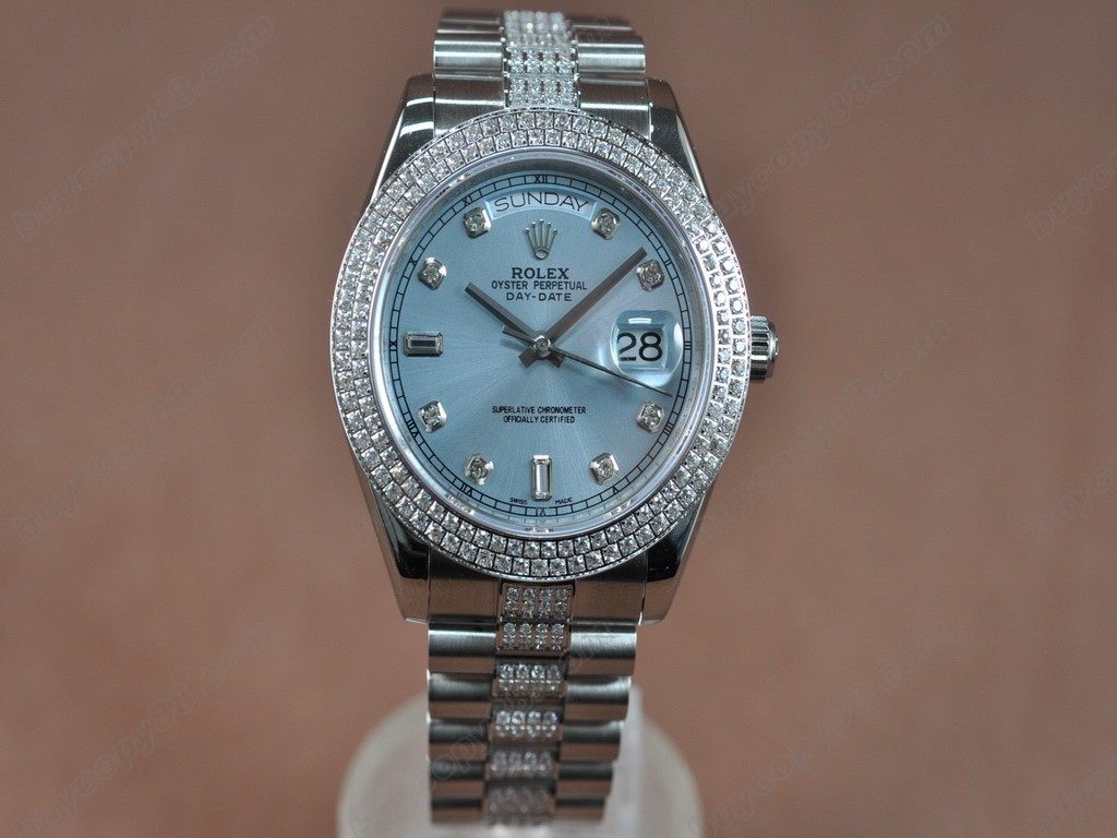 勞力士【男性用】 DateDay 41mm SS/SS Diamonds White Dial A-2836-2自動機芯搭載7