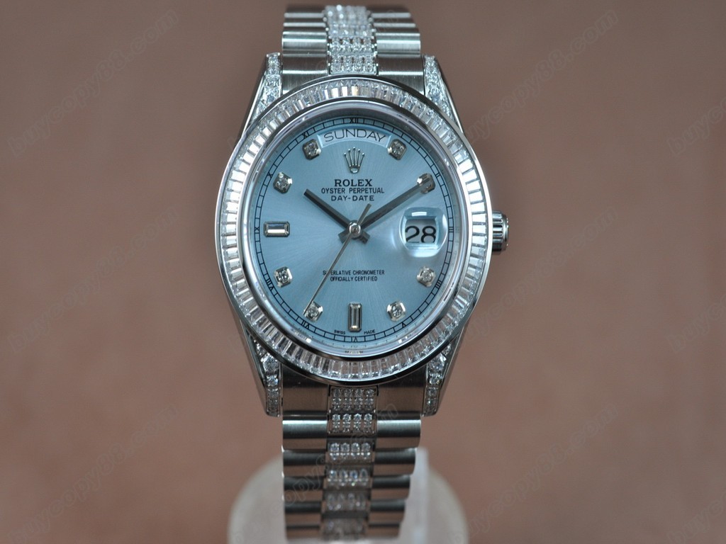  勞力士【男性用】DateDay 41mm SS/SS Diamonds White Dial A-2836-2 自動機芯搭載0