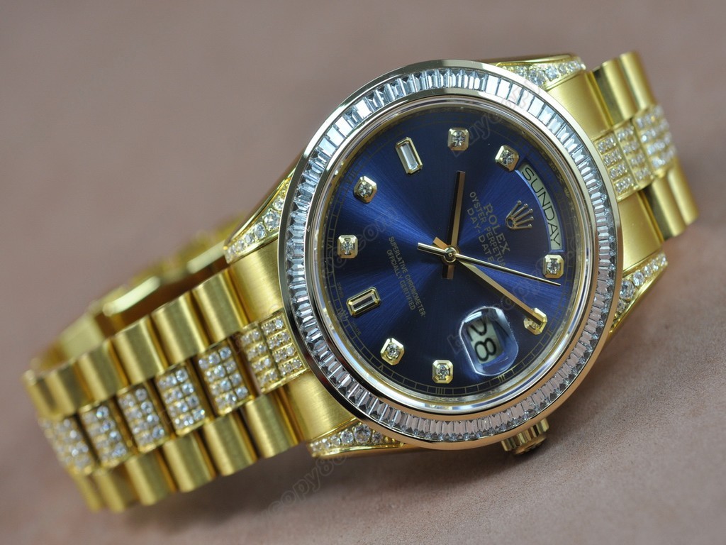 勞力士【男性用】 DateDay 41mm Full YG Diamond White Dial A-2836-2 自動機芯搭載3