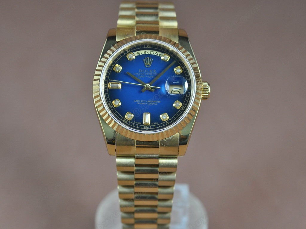 勞力士【男性用】DateDay 36mm Full YG White Dial A-2836-2自動機芯搭載0