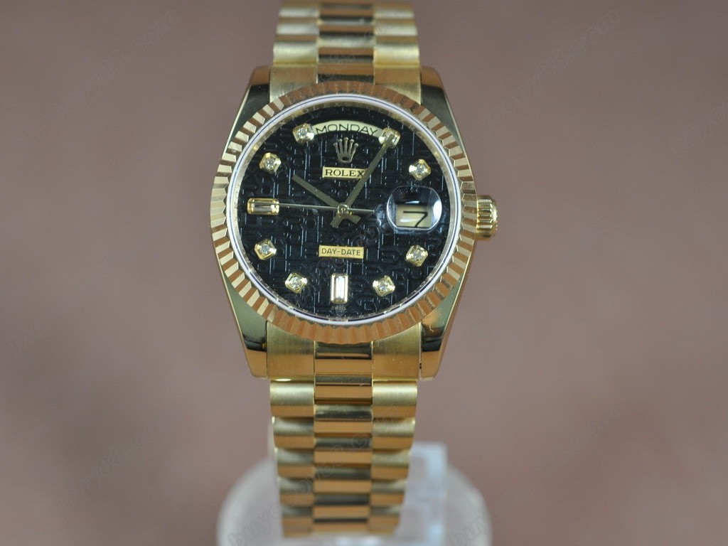 勞力士【男性用】 DateDay 36mm Full YG White Dial A-2836-2 自動機芯搭載0