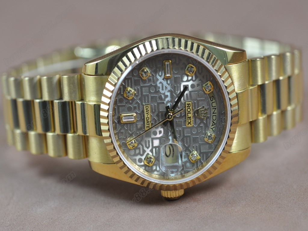 勞力士【男性用】 DateDay 36mm Full YG White Dial A-2836-2自動機芯搭載7