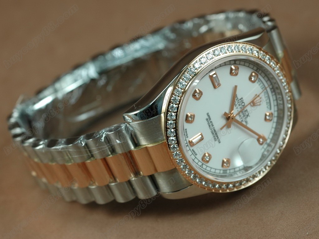 勞力士【男性用】 DateDay 36mm TT Diamonds White Dial A-2836-2自動機芯搭載6