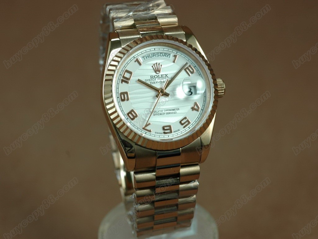 勞力士【男性用】 DateDay 36mm Full RG White Dial A-2836-2 自動機芯搭載3