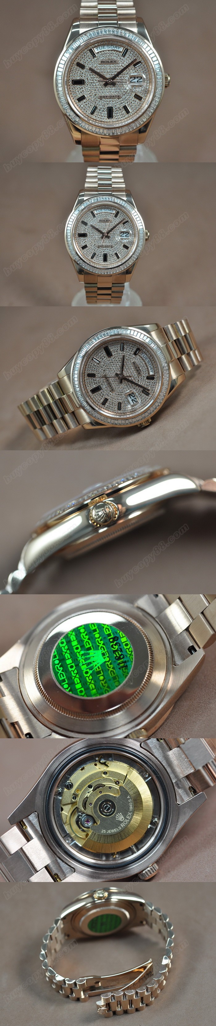 勞力士 Watches Day Date Ⅱ 41mm Full 玫瑰金 面盤 文字盤 A-2836-2 自動機芯 搭 載   0