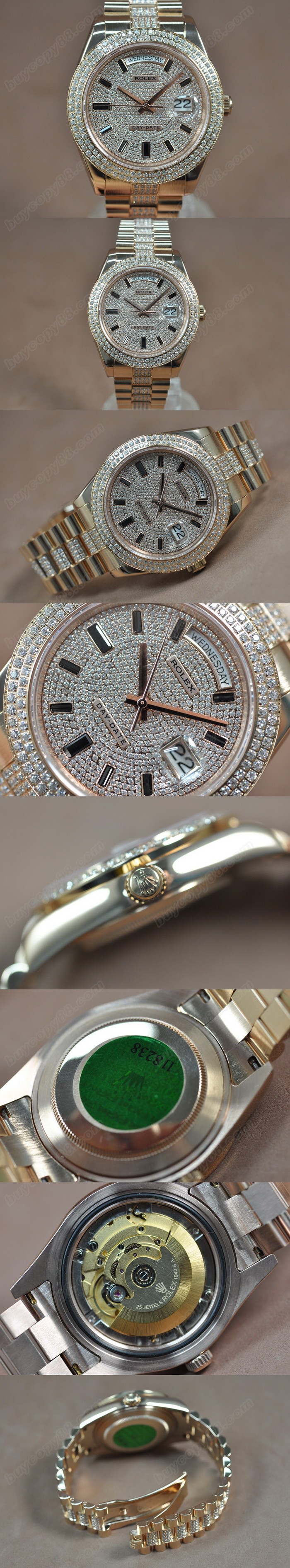 勞力士 Watches Day Date Ⅱ 41mm Full 玫瑰金 面盤 文字盤 A-2836-2 自動機芯 搭 載 0