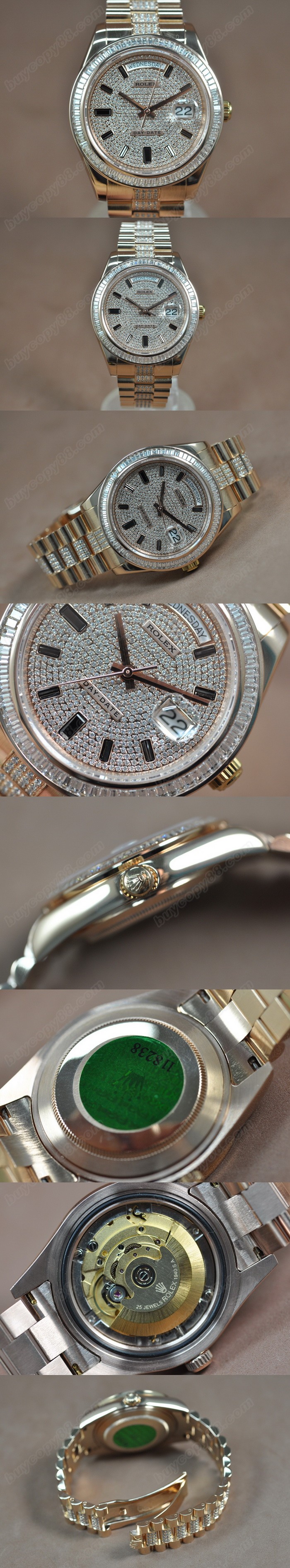 勞力士 Watches Day Date Ⅱ 41mm Full 玫瑰金 面盤 文字盤 A-2836-2 自動機芯 搭 載   0