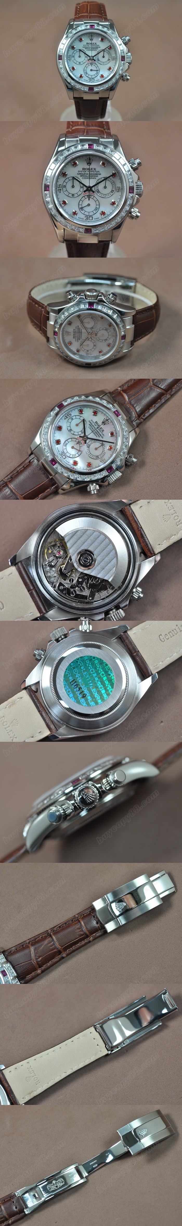 勞力士 Watches Daytona SS/LE Square Diam Pearl 白 Asia 7750 Chrono 自動機芯 搭 載   0