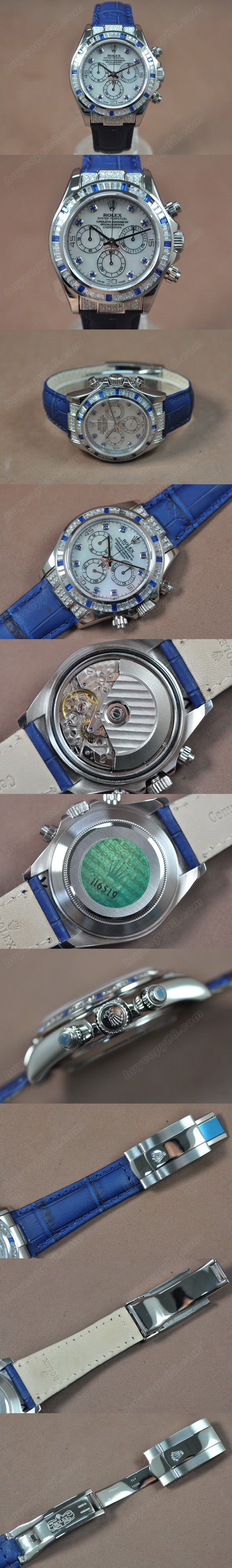 勞力士 Watches Daytona SS/LE Square Diam Pearl 白 Asia 7750 Chrono 自動機芯 搭 載 0