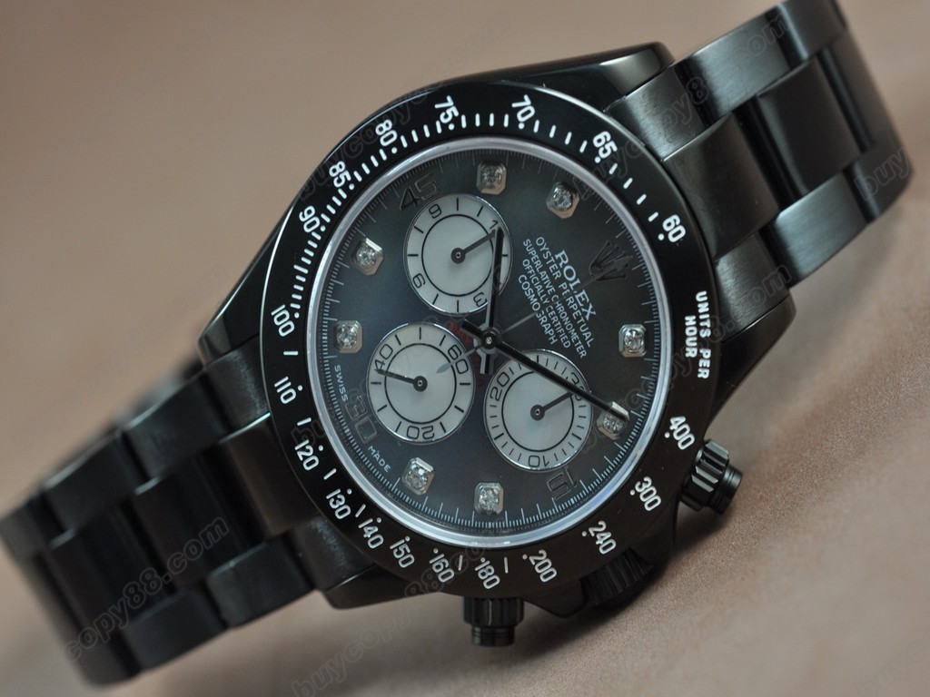勞力士【男性用】 Daytona Full PVD Black dial Asia7750自動機芯搭載11